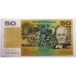 Australia 1993 Fraser-Evans $50 FAB Last Prefix