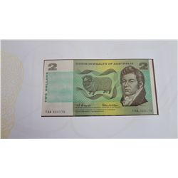 Australia 1966 Coombs-Wilson 2 Dollars FAA First Prefix