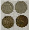 Image 2 : 1865-67-68-69  3 ct nickels   avg Fine    est $60-$65