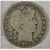 Image 1 : 1914  Barber half $  SOLID RIM  VG   SCARCE  est $175-$180