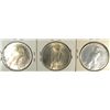 Image 2 : ( 3 ) NICE CIRCULATED PEACE SILVER DOLLARS