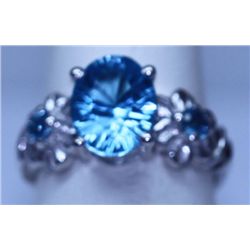22.25 CTW BLUE TOPAZ RING .925 STERLING SILVER