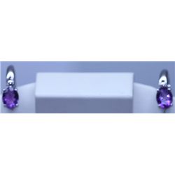 22.25 CTW AMETHYST EARRING .925 STERLING SILVER