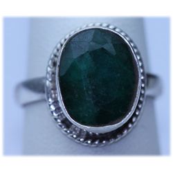 25.00 CTW EMERALD  RING .925 STERLING SILVER