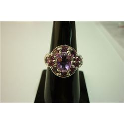 29.00 CTW Amethyst and Tourmiline Cut fine ring .925 ST
