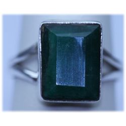 24.15 CTW EMERALD  RING .925 STERLING SILVER