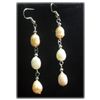 Image 1 : PEACH AND WHITE PEARL DANGLING EARRINGS