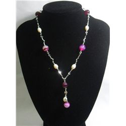 160CTW PURPLE CARNELIAN EMERALD CUT AND WHITE PEARL