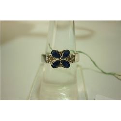 18.75 ctw Saphire and Diamond Ring .925 Sterling Silver
