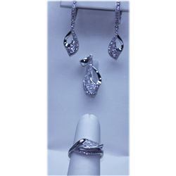 43.70 CTW CTW MICRO PAVE CZ EARRING, RING,PENDANT SET .
