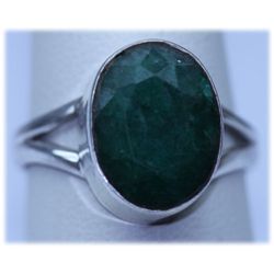 21.95 CTW  EMERALD RING .925 STERLING SILVER