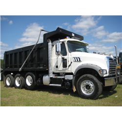 2012 MACK GU713 TRI-AXLE DUMP, S/N 1M2AX04C7CM013017, MP7-405 MACK DIESEL ENG, T310M TRANS, 44K REAR