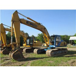 KOBELCO SK220LC HYDRAULIC EXCAVATOR, S/N 114124, 9'-8" STICK, 42" BUCKET, 32" TBG, ECAB W/AIR, METER