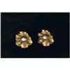 Image 1 : Pretty Floral Style VintageClip Earrings. Goldtone With Rhinestones/Crystals