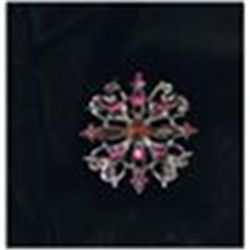 Vintage Silver/silvertone Broach/Pin 2" Round Swirl Design with Pink Rhinestones/crystals Pretty