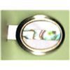 Image 1 : Vintage Tie Clip Inlaid Mother of Pearl and Abalone 1"