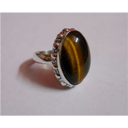 8.800g Tiger Gemstone Ring Sterling Silver