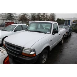 1998 WHITE FORD RANGER 2DR PU 225,826KM GAS 3.0L