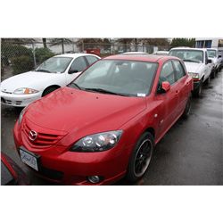 2004 RED MAZDA 3 4DR HB 96,715KM GAS 2.3L