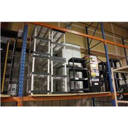 LOT OF ASSORTED STORAGE SHELVES