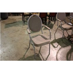 GREY MICROFIBER METAL ARM CHAIR