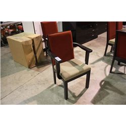 RED & BEIGE HIGH ARM CHAIR