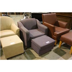 LAVENDER PATTERN ARMCHAIR WITH OTTOMAN