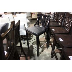 BLACK LEATHER SEAT BAR STOOL