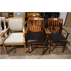 CHERRY FRAMED LEATHER ARM CHAIR