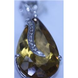 38.85 CTW CITRINE AND DIAMOND PENDANT .925 STERLING SIL