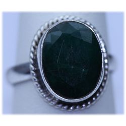 25.90 CTW EMERALD  RING .925 STERLING SILVER