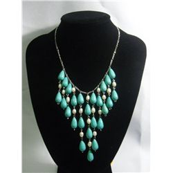 275CTW CHANDELIER WHITE PEARL AND BLUE TURQUOISE