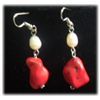 Image 1 : WHITE PEARL AND RED TURQUOISE DANGLING
