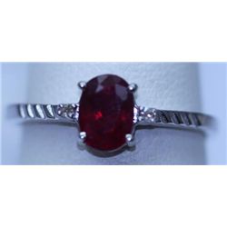 9.55 CTW RUBY AND DIAMOND RING .925 STERLING SILVER
