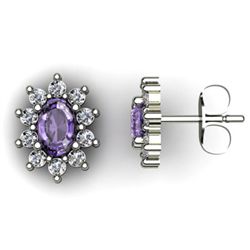 Genuine 3.24 ctw Tanzanite Diamond Earring 10k W/Y Gold