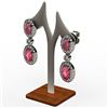 Image 1 : Garnet 3.90 ctw Diamond Dangling Earring 14k W/Y Gold