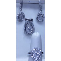 62.70 CTW CTW MICRO PAVE CZ EARRING, RING,PENDANT SET .