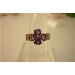 25.10 CTW Amethyst Heart Ring .925 Sterling Silver