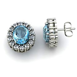 Genuine 2.74ctw Aquamarine Diamond Earring 14k W/Y Gold
