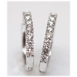 14K WHITE GOLD HOOP EARRING WITH DIAMONDS