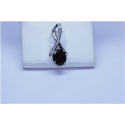 19.20 CTW GARNET/CZ PENDANT .925 STERLING SILVER