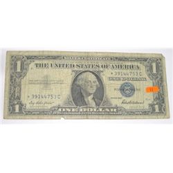 1957 *RARE STAR NOTE* SERIES $1 SILVER CERTIFICATE  BILL SERIAL # *39144753C *RARE EARLY STAR NOTE