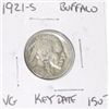 Image 1 : 1921-S BUFFALO NICKEL RED BOOK VALUE IS $150.00 *EXTREMELY RARE KEY DATE VERY GOOD GRADE*!!