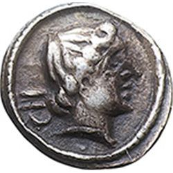 Etruria. Populonia.   2½-asses (sestertius), after 211 BC. Obv. Young male head right; CII behind. R