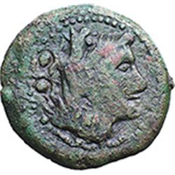 Etruria. Vetulonia.   Sextans, circa 215-211 BC. Obv. Head of Nethuns right, wearing cetus (sea-mons