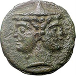 Etruria. Volaterrae.   As, circa 225-215 BC. Obv. Head of Culsans, wearing pointed cap. Rev. VELATHR
