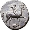 Image 1 : Italy. Calabria, Tarentum.   Nomos, circa 302 BC. Obv. Rider crowning himself on horse pacing to rig
