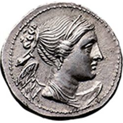 Italy. Bruttium, Brettii. Second Punic War.  Drachm, circa 216-214 a.C. Obv. Diademed and draped bus