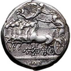 Sicily. Panormos, Punic Occupation.   Tetradrachm, circa 425-300 BC. Obv. Charioteer driving fast qu