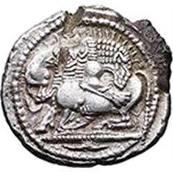 Greece. Macedonia, Akanthos.   Tetradrachm, circa 480-470 BC. Obv. Lion right, head in profile, biti